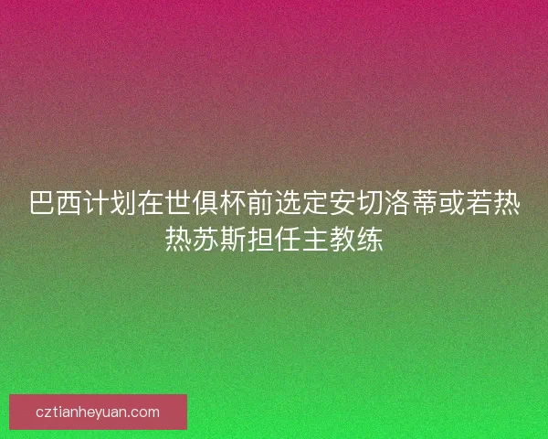 巴西计划在世俱杯前选定安切洛蒂或若热热苏斯担任主教练