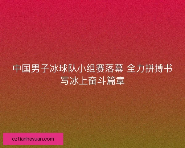 中国男子冰球队小组赛落幕 全力拼搏书写冰上奋斗篇章